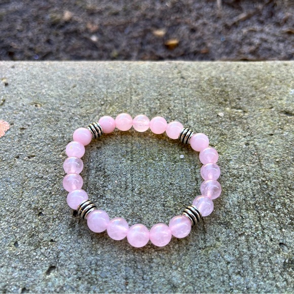 8mm Rose Quartz Stone Beaded Bracelet - perfect gift for Valentine’s Day! - Picture 2 of 5